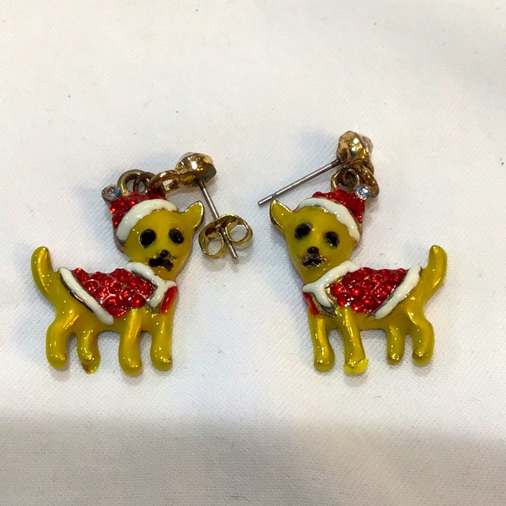 Pair of Christmas pups earrings